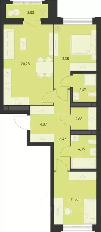 2-к кв. Свердловская область, Екатеринбург ул. Краснолесья, 94с2 ... - Фото 1