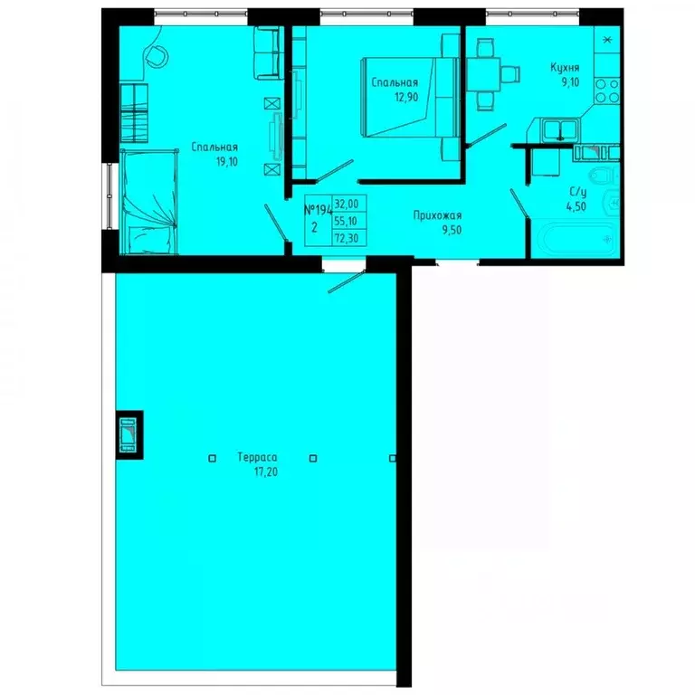 2-к кв. Ленинградская область, Коммунар г. Гатчинский муниципальный ... - Фото 1