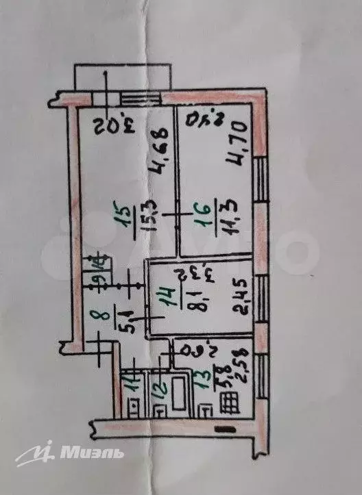 3-к. квартира, 50,5 м, 5/6 эт. - Фото 0