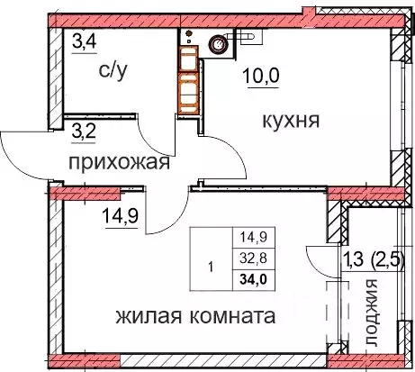 1-к кв. Нижегородская область, Дзержинск Комсомольский мкр,  (32.8 м) - Фото 0