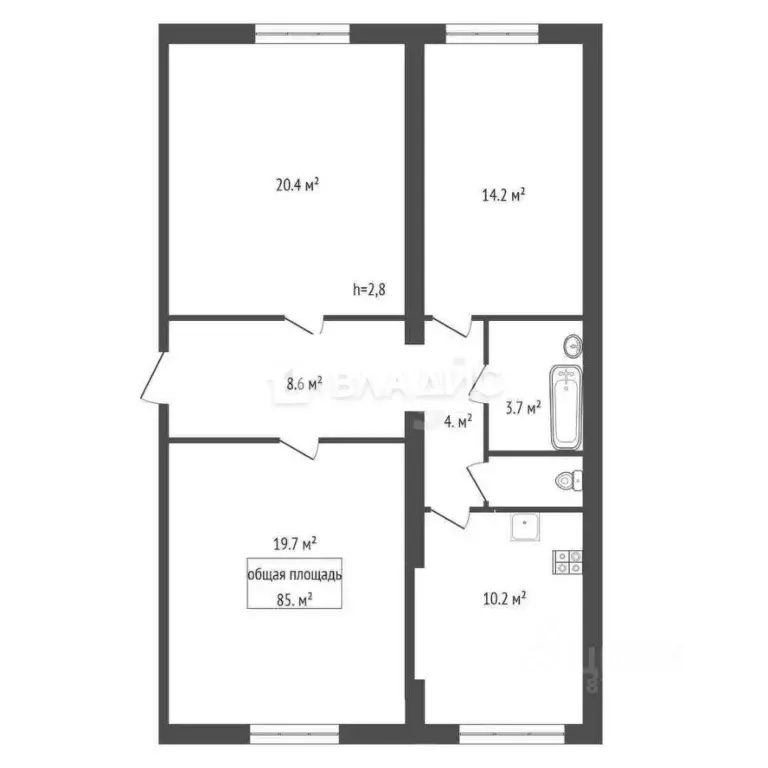 3-к кв. Новосибирская область, Новосибирск Учительская ул., 7 (85.0 м) - Фото 1