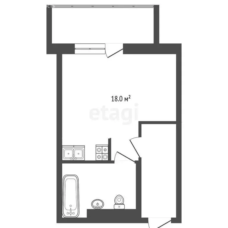 Квартира-студия: Тюмень, улица Фармана Салманова, 18 (29.1 м) - Фото 1