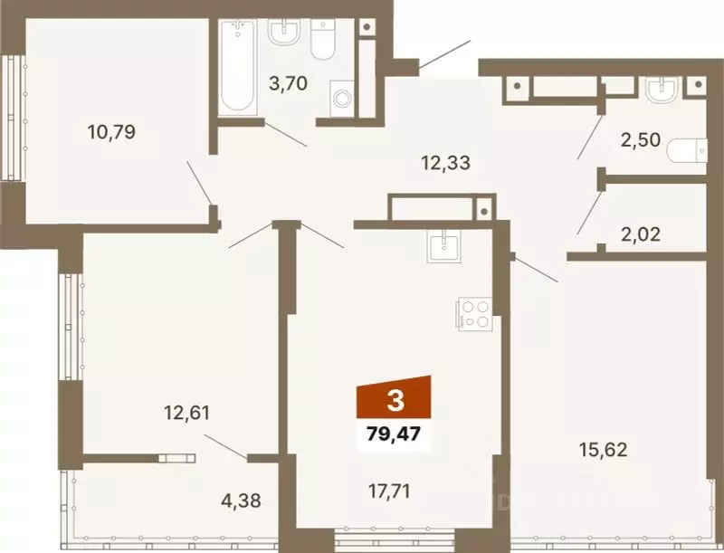 3-к кв. Свердловская область, Екатеринбург ул. Волгоградская, 197к2 ... - Фото 1