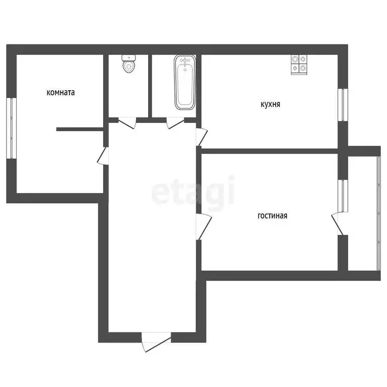 2-комнатная квартира: Чебаркуль, улица Крупской, 17 (52.4 м) - Фото 1