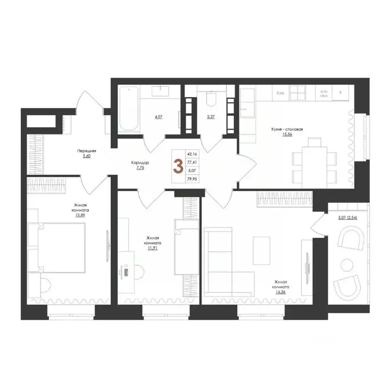 3-к кв. Орловская область, Орловский район, с. Старцево Колледжская ... - Фото 1