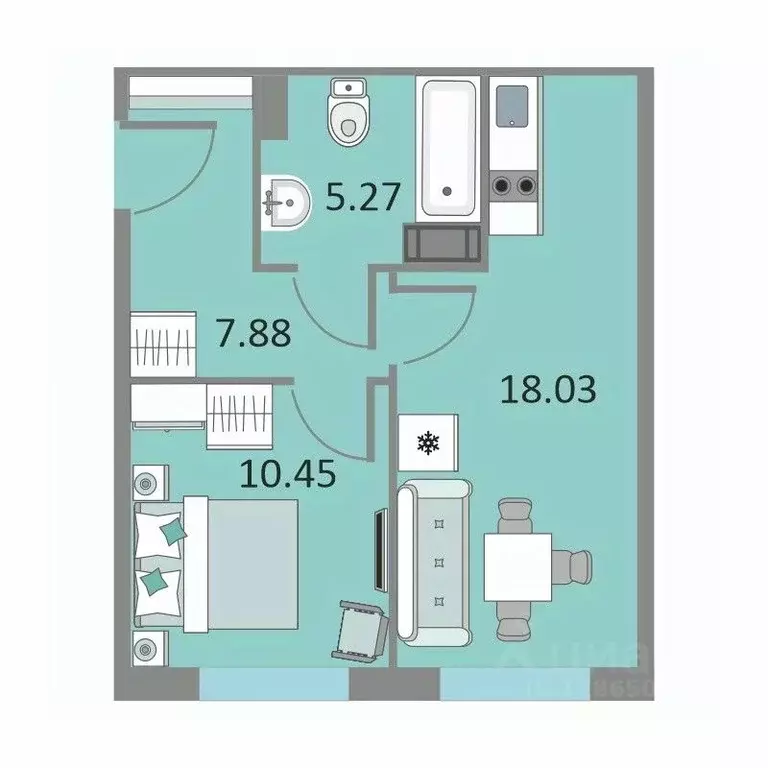 1-к кв. Санкт-Петербург Варфоломеевская ул., 6 (40.9 м) - Фото 0