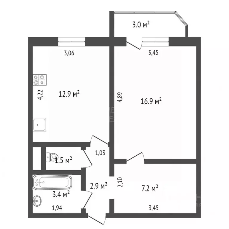1-к кв. Тюменская область, Тюмень Широтная ул., 173к6 (45.0 м) - Фото 2