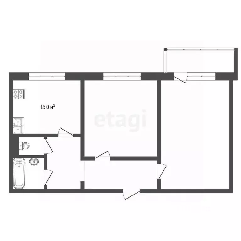 2-к кв. Тюменская область, Тюмень Кремлевская ул., 102к1 (50.0 м) - Фото 2