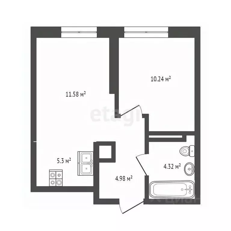 1-к кв. Тюменская область, Тюмень Харьковская ул., 74 (36.4 м) - Фото 2