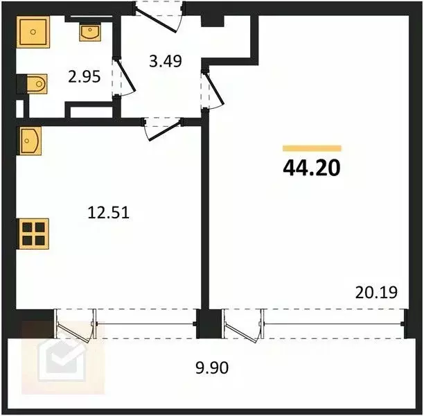 1-к кв. Севастополь ул. Парковая, 12 (44.2 м) - Фото 2