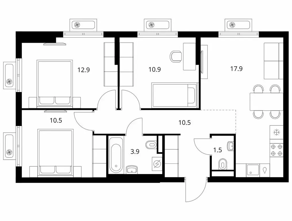 3-комнатная квартира: Боброво, ЖК Восточное Бутово, 48 (68.1 м) - Фото 1
