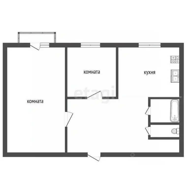 2-к кв. Челябинская область, Кыштым ул. Карла Либкнехта, 133 (50.9 м) - Фото 2