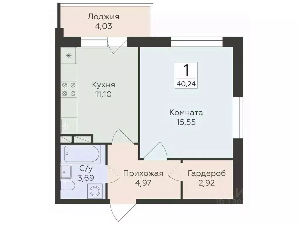 1-к кв. Воронежская область, Воронеж ул. Ломоносова, 114Ю (40.24 м) - Фото 0