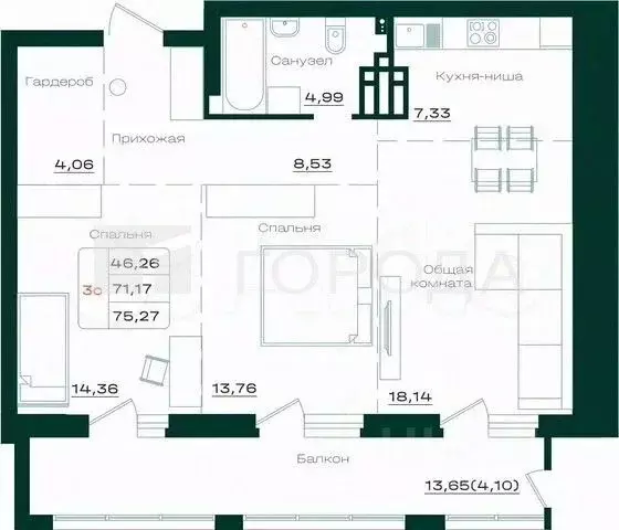 3-к кв. Алтайский край, Барнаул просп. Строителей, 18к1 (75.0 м) - Фото 1