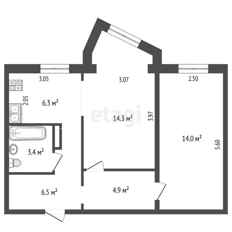 2-комнатная квартира: Елизово, Красноармейская улица, 11 (49.4 м) - Фото 0