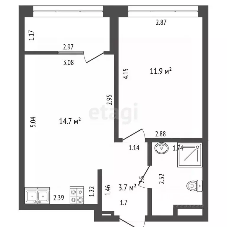 1-к кв. Свердловская область, Екатеринбург ул. Щербакова, 80 (34.3 м) - Фото 2