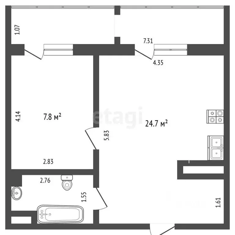 1-к кв. Челябинская область, Челябинск Ярославская ул., 17 (40.4 м) - Фото 1