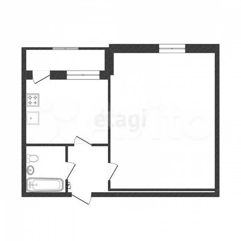 1-к. квартира, 41,4 м, 1/9 эт. - Фото 0