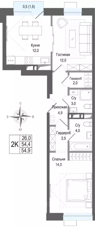 2-к кв. Московская область, Королев Первомайский мкр, Киноквартал ... - Фото 1
