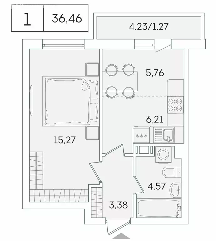 1-комнатная квартира: Мурино, Екатерининская улица, 11 (35.3 м) - Фото 0