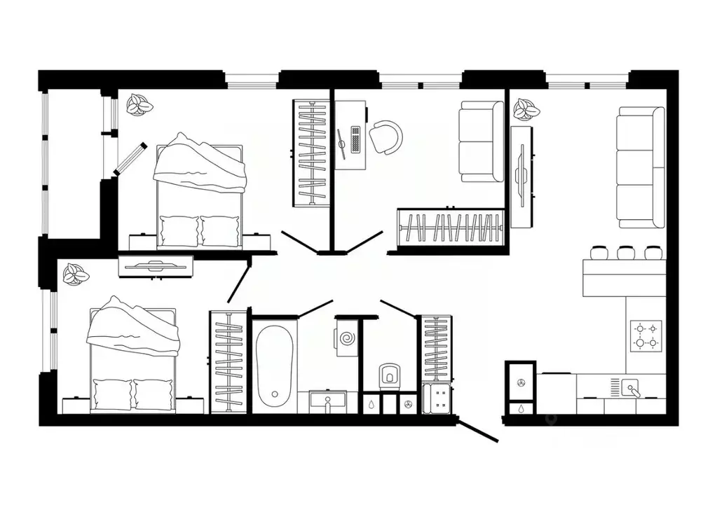 3-к кв. Тульская область, Тула ул. Седова, 26к3 (77.3 м) - Фото 0