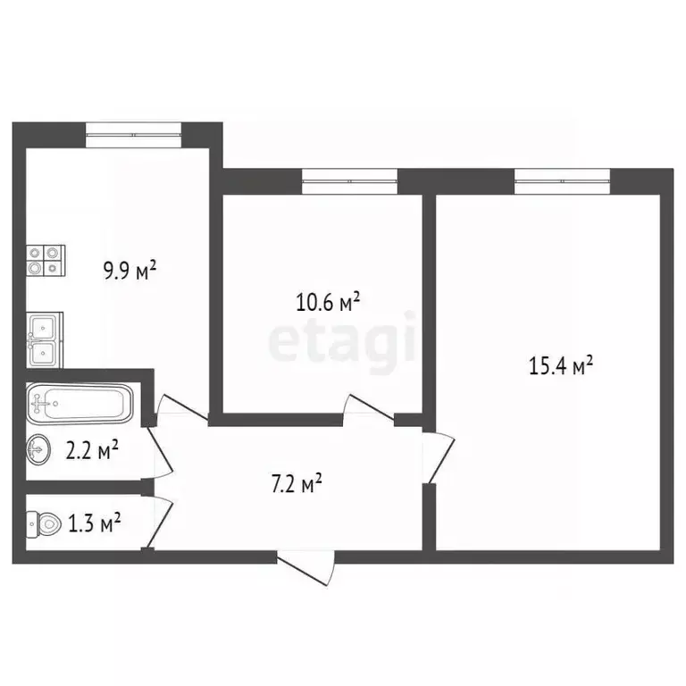 2-к кв. Самарская область, Самара Крутые Ключи мкр, 41 (49.6 м) - Фото 1