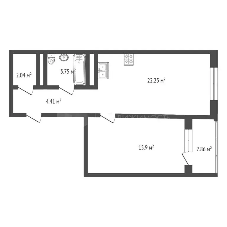 1-комнатная квартира: Тюмень, улица Щербакова, 136 (48.33 м) - Фото 0