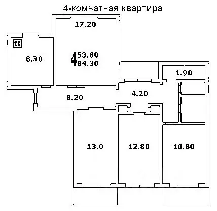 4-к кв. Москва ул. Свободы, 95К2 (84.8 м) - Фото 2