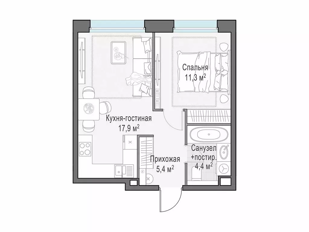 1-комнатная квартира: Мытищи, жилой комплекс Белый Grad, к11.2 (38.8 ... - Фото 1