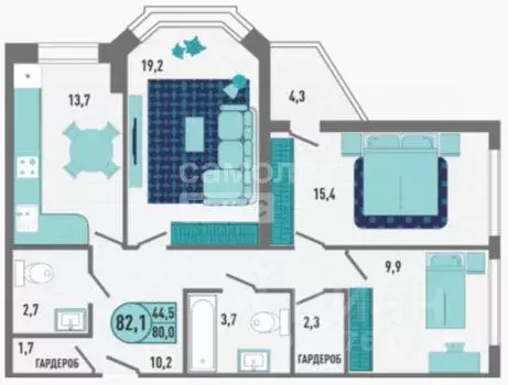 3-к кв. Липецкая область, Липецк Минская ул., 6Ак1 (82.0 м) - Фото 2