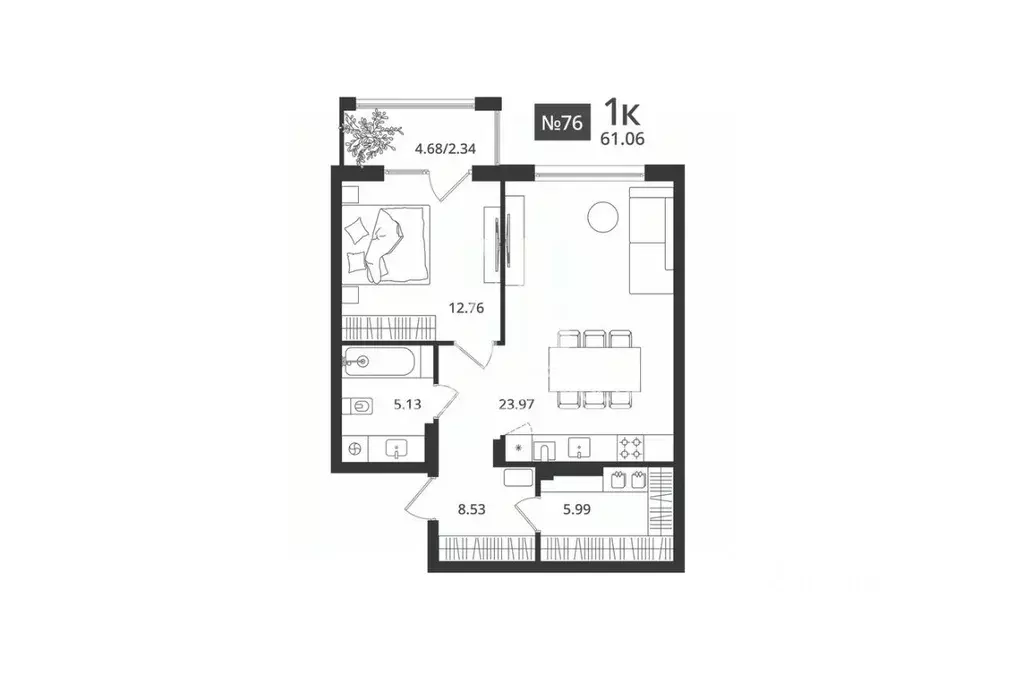 1-к кв. Калининградская область, Светлогорск Новая ул., 108-114 (61.06 ... - Фото 1