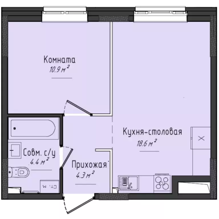 1-к квартира, 38 м - Фото 0