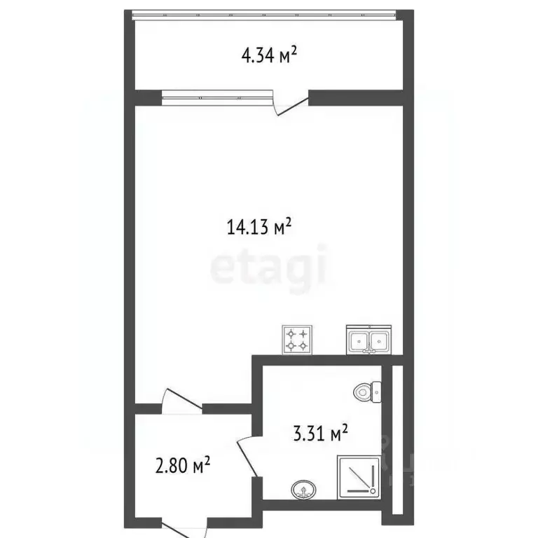 Студия Санкт-Петербург Планерная ул., 97к1 (22.4 м) - Фото 2