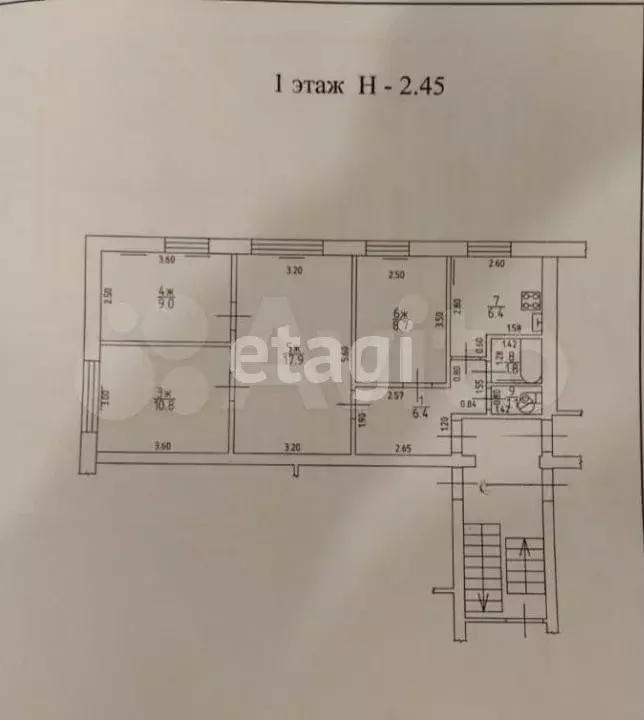 4-к. квартира, 62,1 м, 1/5 эт. - Фото 0