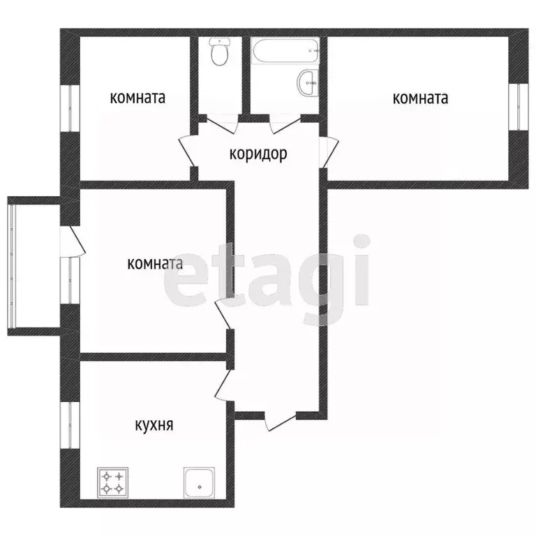 3-к кв. Костромская область, Кострома Профсоюзная ул., 29 (71.3 м) - Фото 1