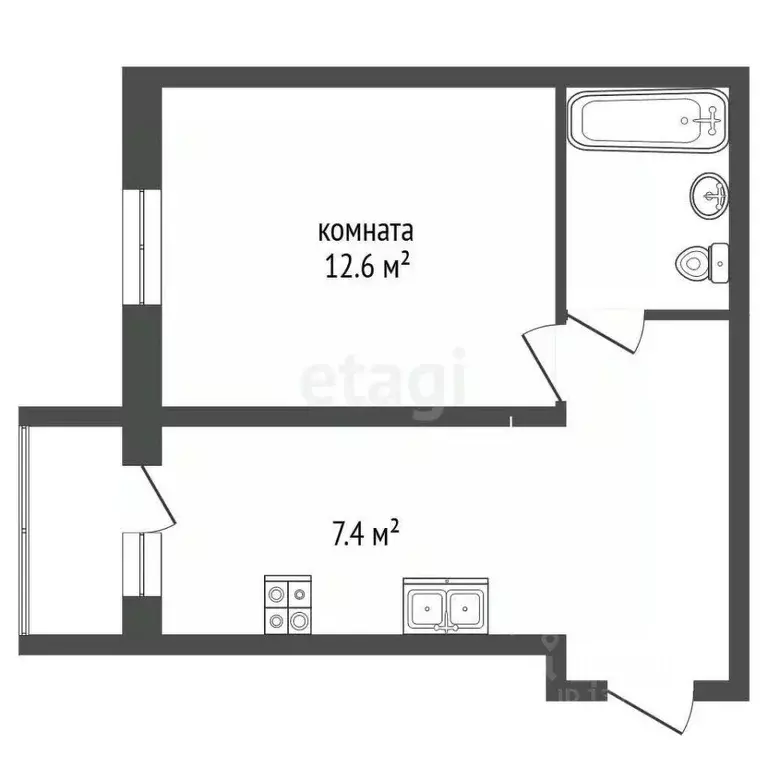 1-к кв. Ульяновская область, Ульяновск бул. Льва Лановского, 4 (30.2 ... - Фото 2