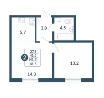 Продаётся 2-к квартира, 41.5 м - Фото 0