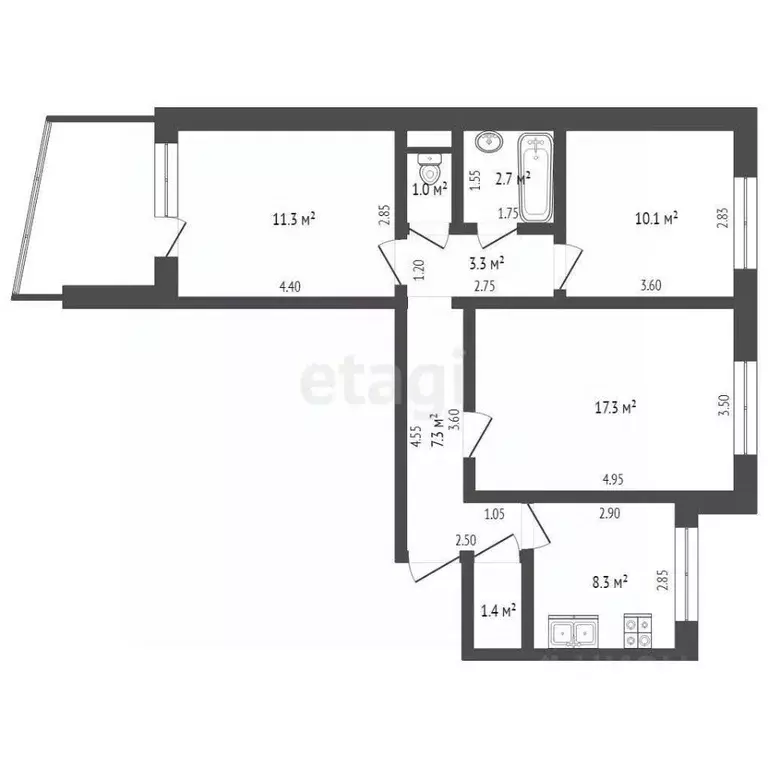 3-к кв. Оренбургская область, Оренбург Карагандинская ул., 43 (60.5 м) - Фото 2