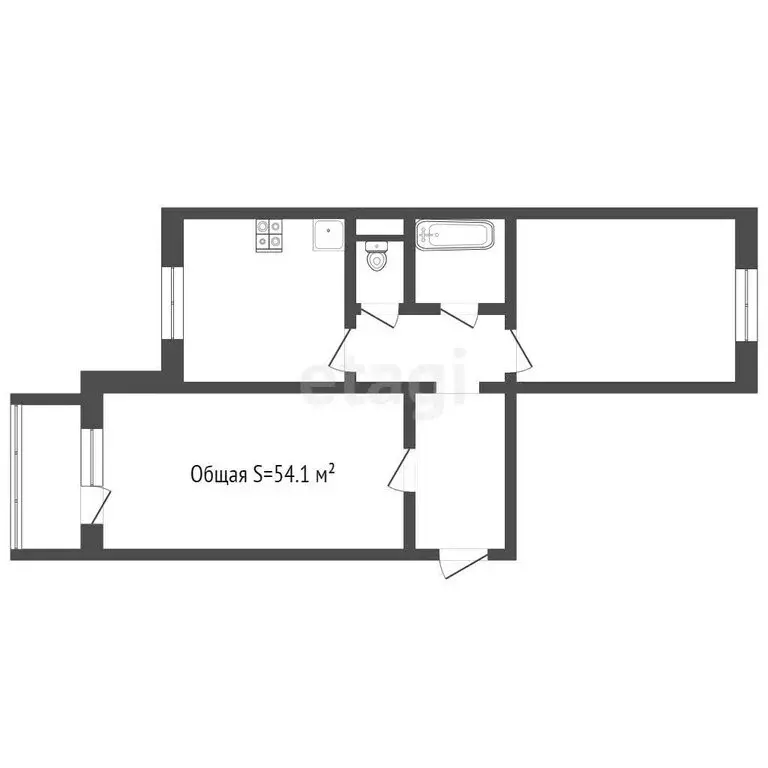 2-комнатная квартира: Юрга, улица Тургенева, 43 (54.1 м) - Фото 1