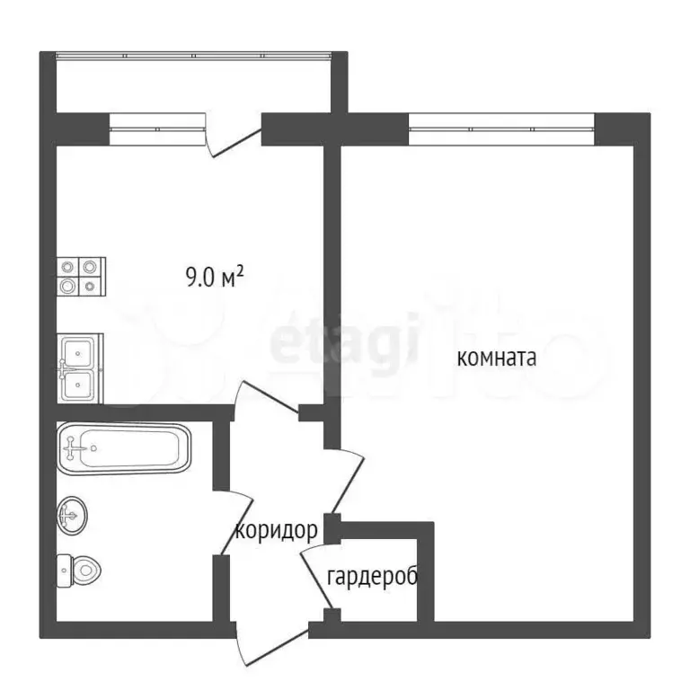 1-к. квартира, 34,8 м, 3/10 эт. - Фото 0