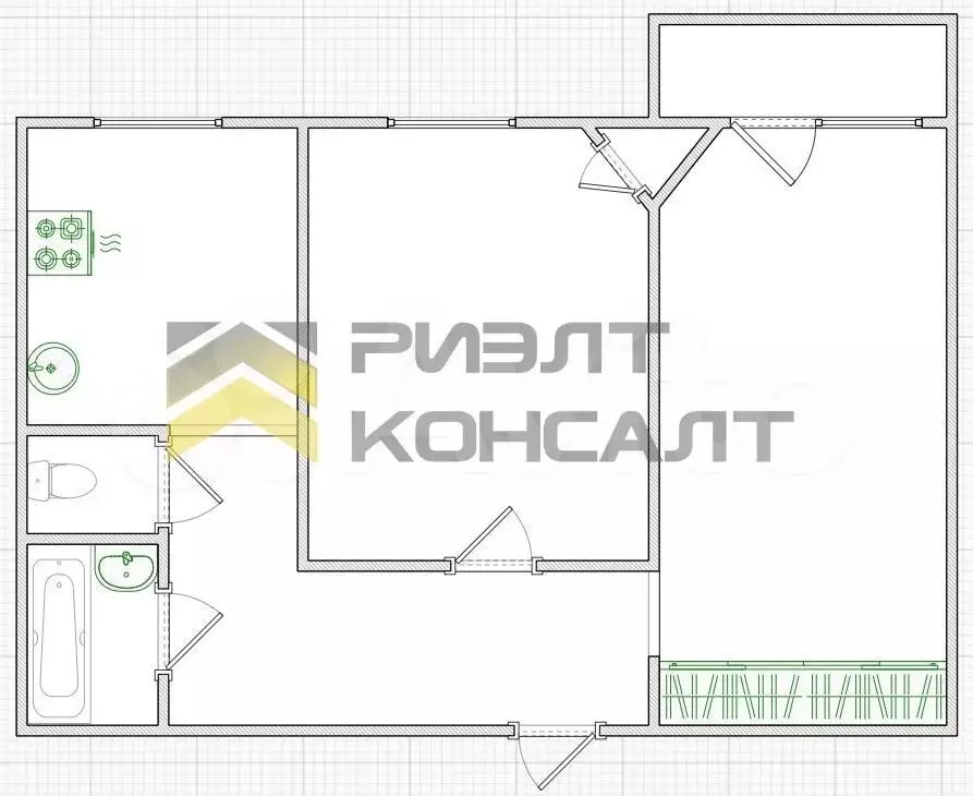 2-к. квартира, 44 м, 2/9 эт. - Фото 0