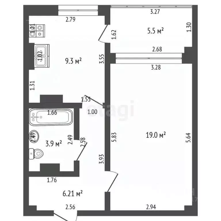 1-к кв. Севастополь ул. Репина, 1Б/1 (38.0 м) - Фото 2