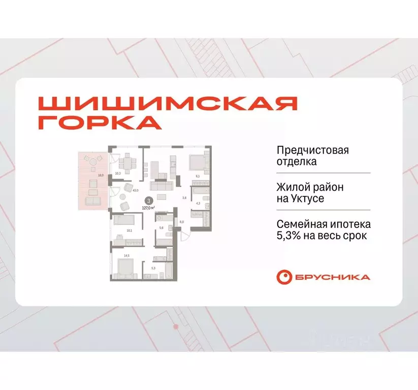 3-к кв. Свердловская область, Екатеринбург ул. Гастелло, 14 (126.94 м) - Фото 1