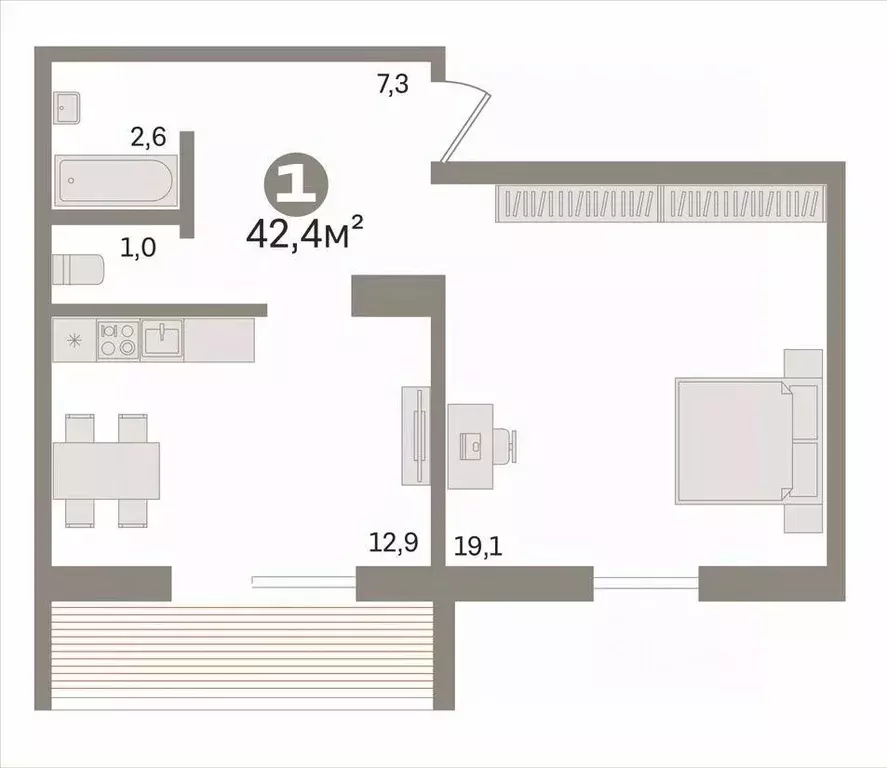 1-к кв. Новосибирская область, Новосибирск Рябиновая ул., 8 (42.4 м) - Фото 1