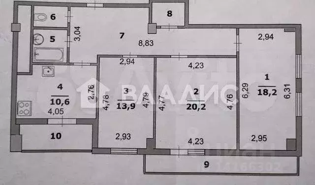 3-к кв. Белгородская область, Белгород ул. Конева, 17 (90.9 м) - Фото 2