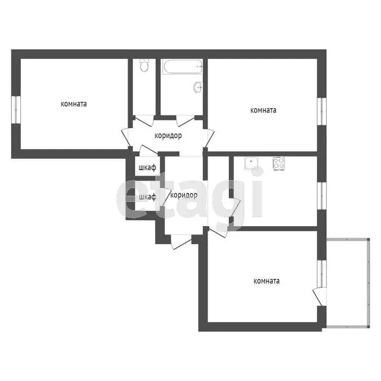 3-комнатная квартира: Улан-Удэ, Ключевская улица, 64А (66.2 м) - Фото 1