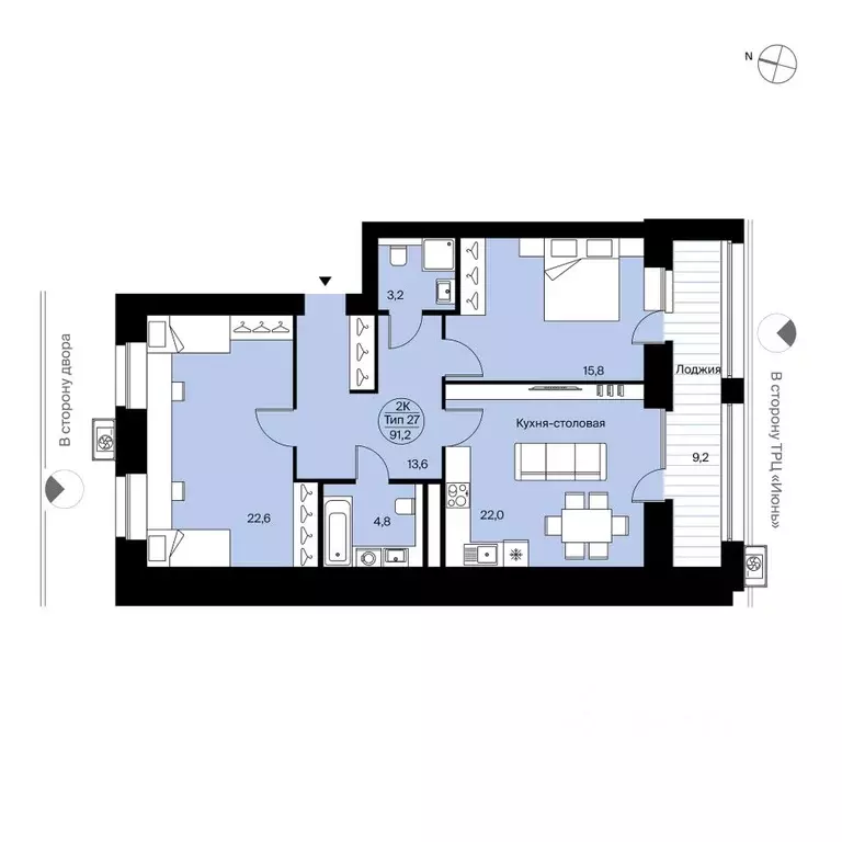 3-к кв. Коми, Сыктывкар Октябрьский просп., 137 (91.2 м) - Фото 2