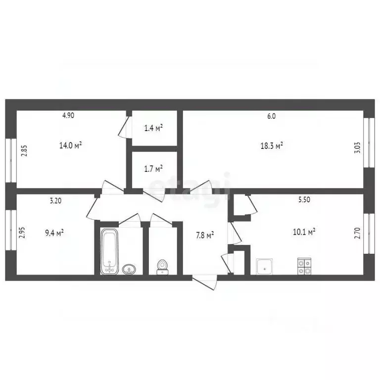 3-к кв. Ямало-Ненецкий АО, Новый Уренгой пос. Речников, ул. ... - Фото 1