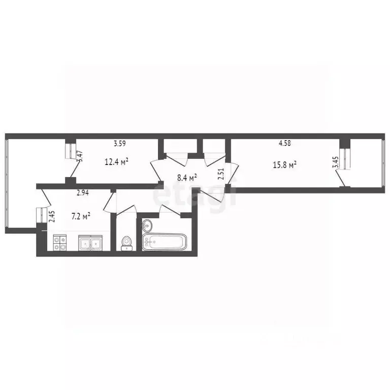 2-к кв. Крым, Бахчисарай ул. Фрунзе, 50 (48.5 м) - Фото 1