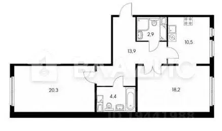 2-к кв. Москва ул. Саларьевская, 14к2 (69.1 м) - Фото 1